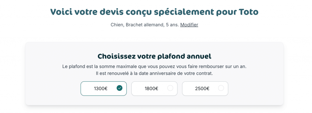 Simulation de devis pour un chien avec Assur O’Poil