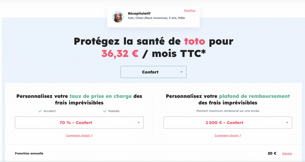 Prix santévet chien âgé de 5 ans