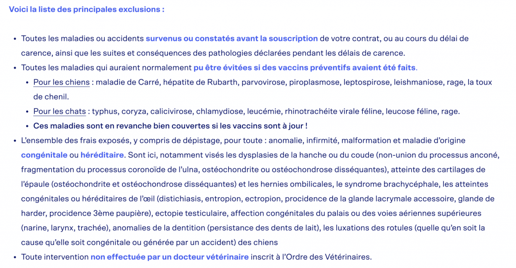 Exclusions assurance Dalma