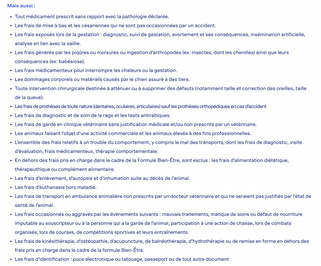 Autres exclusions assurance Dalma
